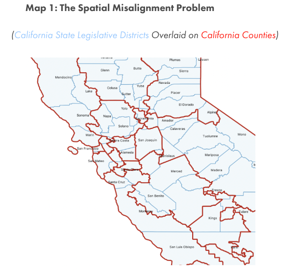 Spatial Misalignment Between CA Districts and Counties